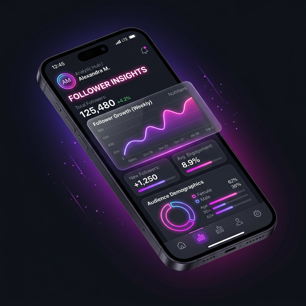 Reports + Followers Analytics App Mockup